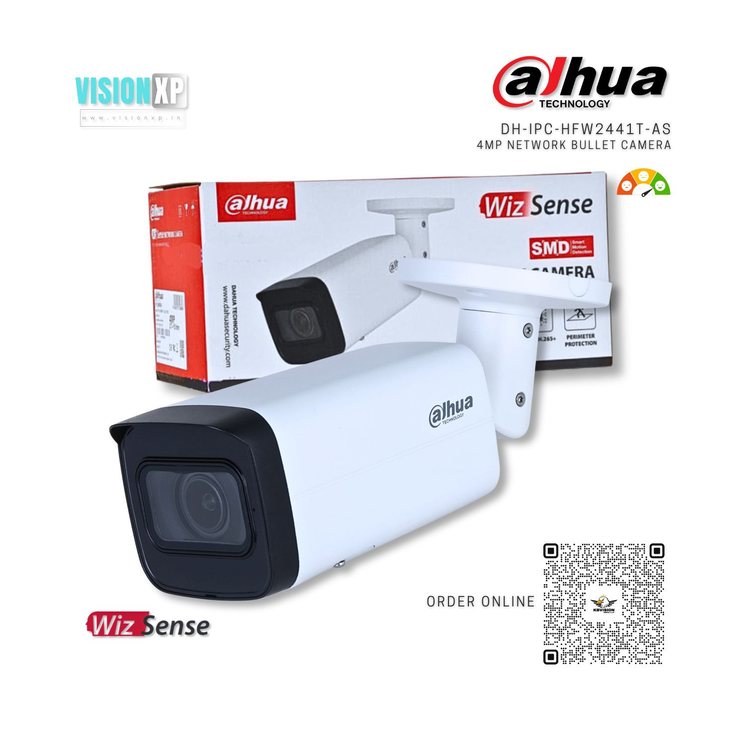 Dahua DH-IPC-HFW2441T-AS 4MP IR Bullet WizSense Network Camera